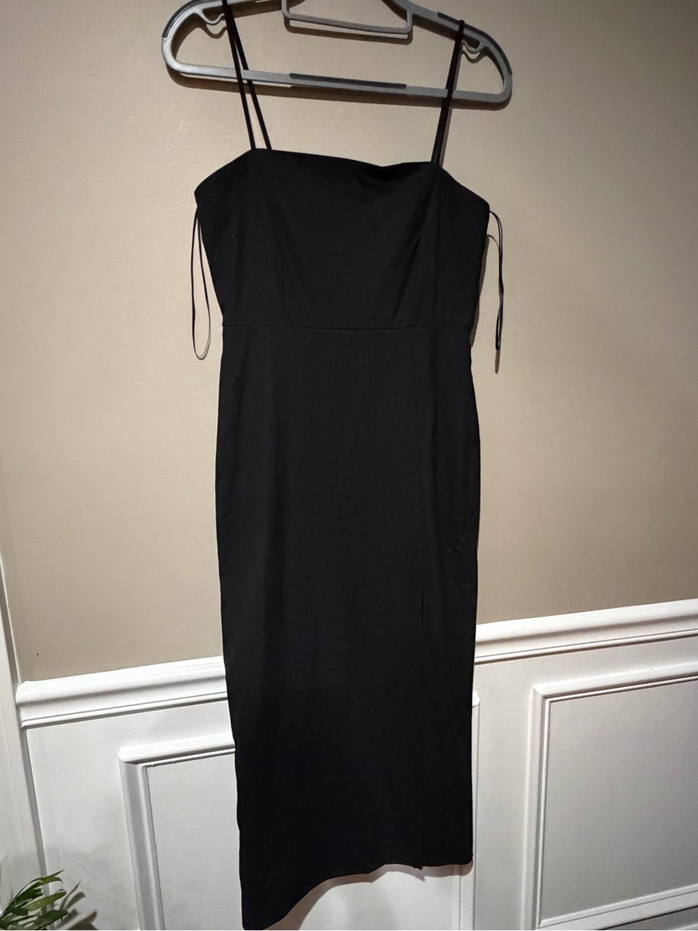 Zara Black Double-Spaghetti Strap Midi Dress